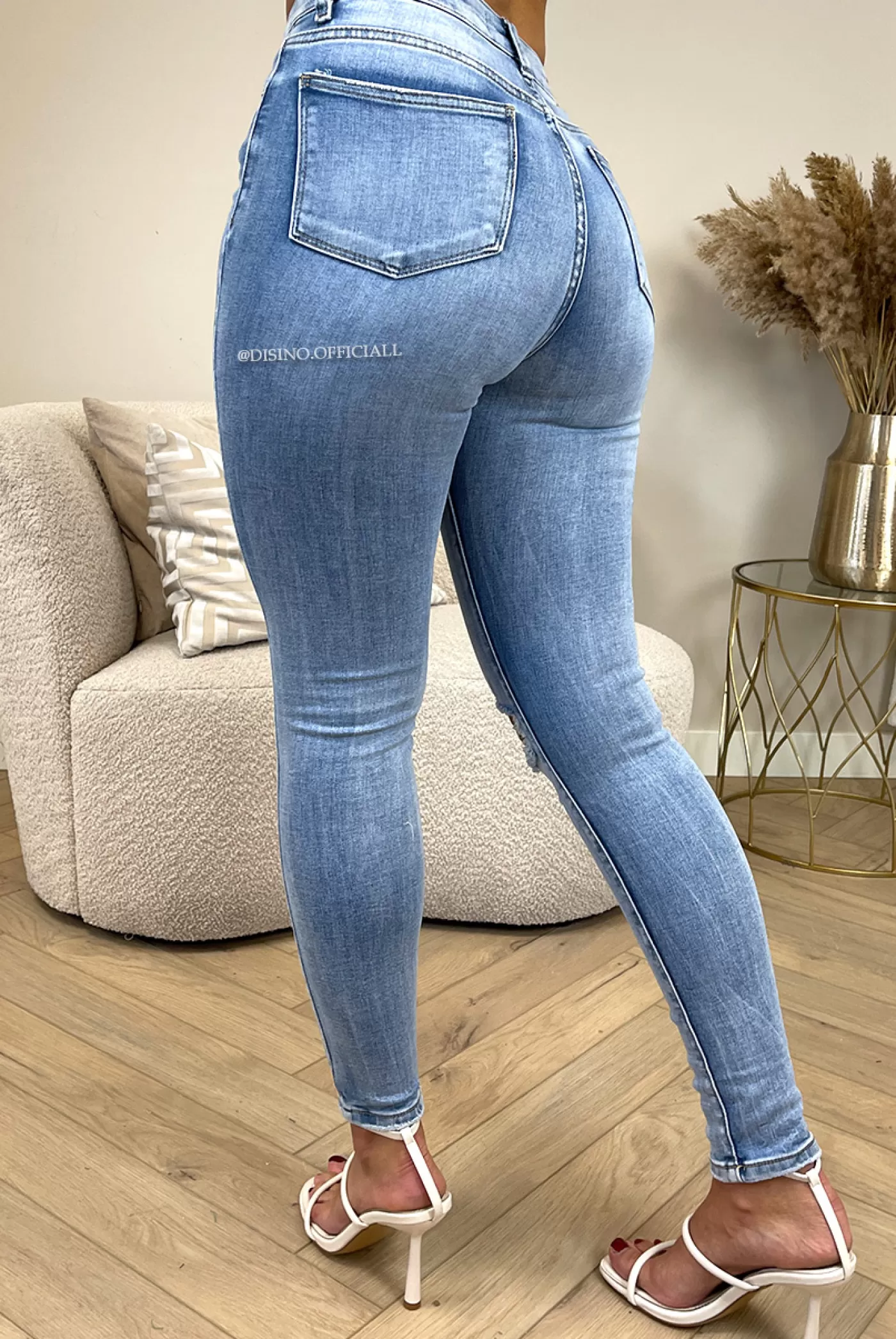 DISINO Queen Hearts Jeans - Light Blue - Extra High Waist Super Stretch Jeans - 1025 | Vrouw Jeans