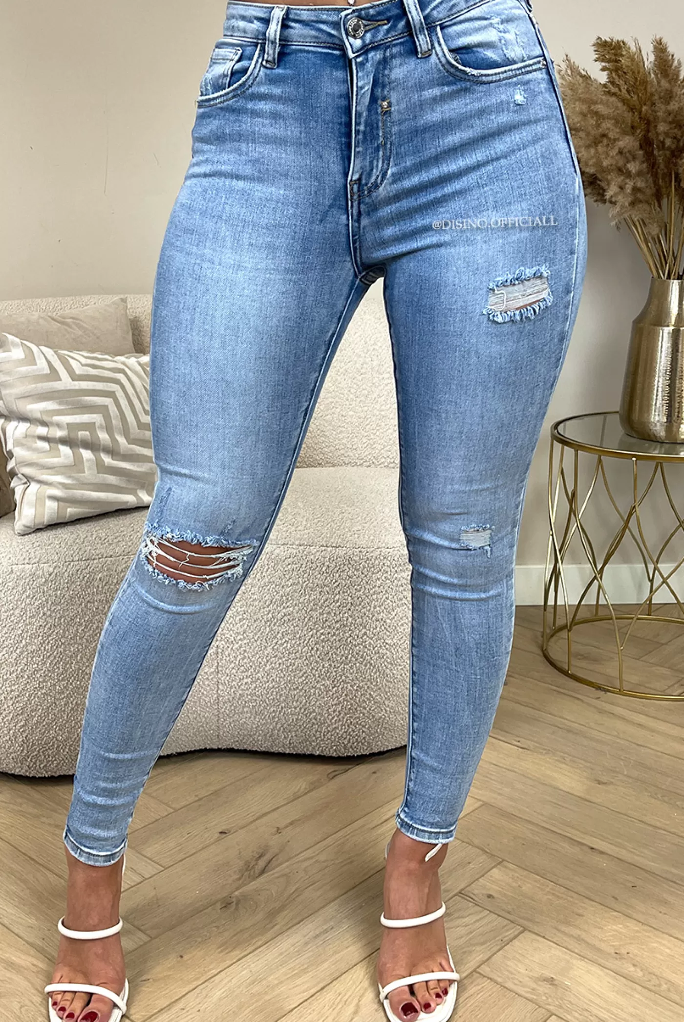 DISINO Queen Hearts Jeans - Light Blue - Extra High Waist Super Stretch Jeans - 1025 | Vrouw Jeans