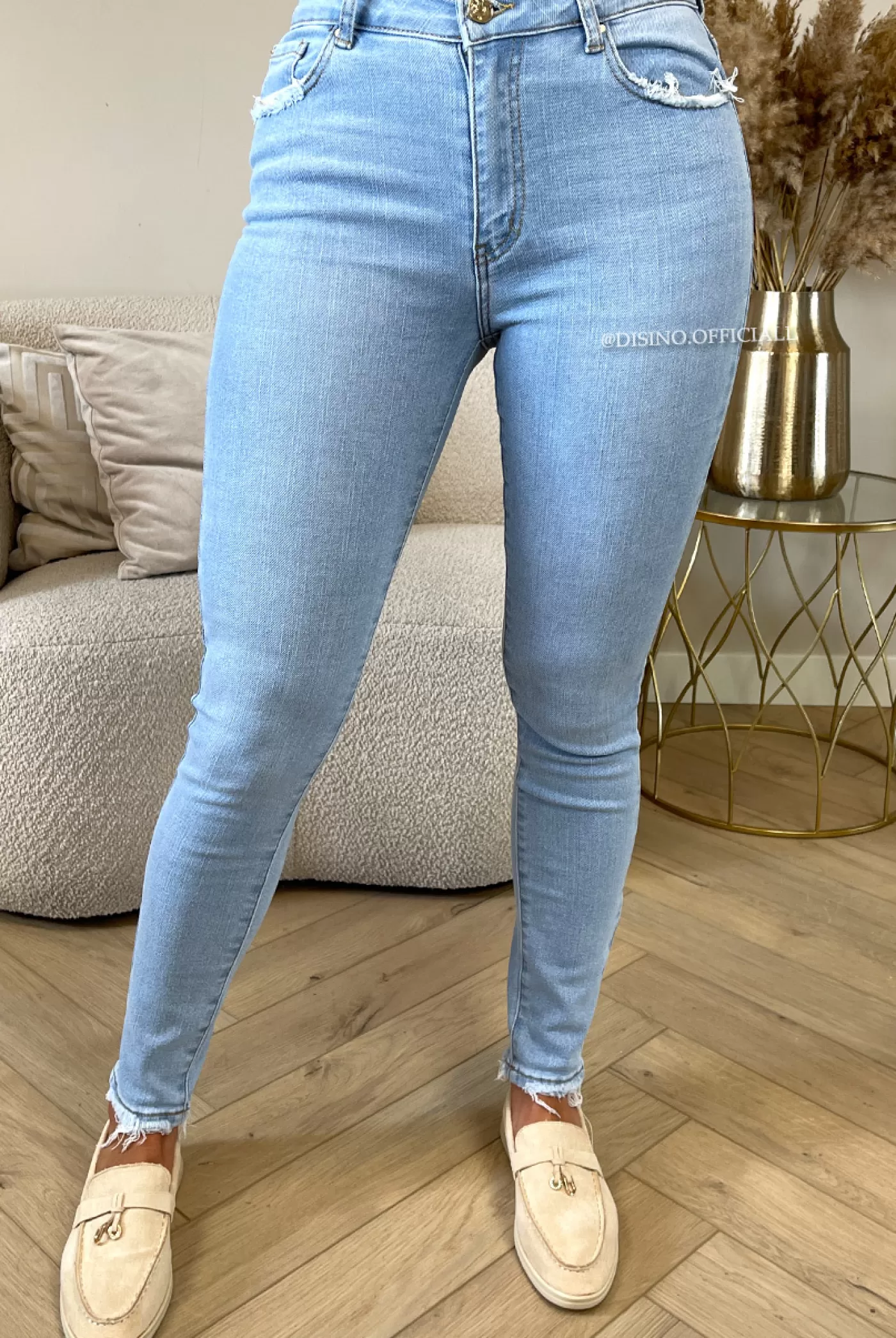 DISINO Queen Hearts Jeans - Light Blue - High Waist Super Stretch Skinny Jeans - 3254 | Vrouw Jeans