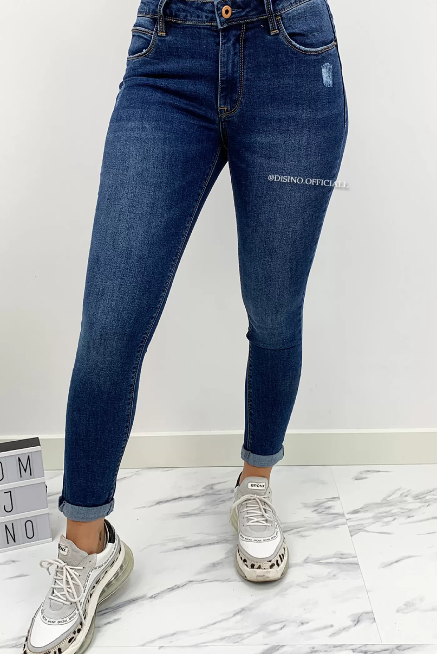 DISINO Queen Hearts Jeans - Medium Blue - Push Up Skinny Roll Up - 674 | Vrouw Jeans