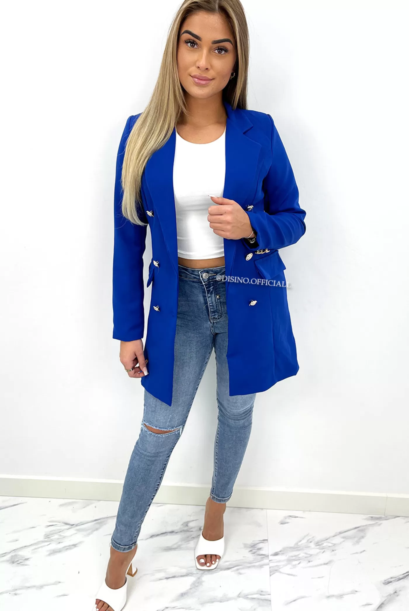 DISINO Royal Blue - 'Kimmy' - Perfect Button Blazer | Vrouw Clothing