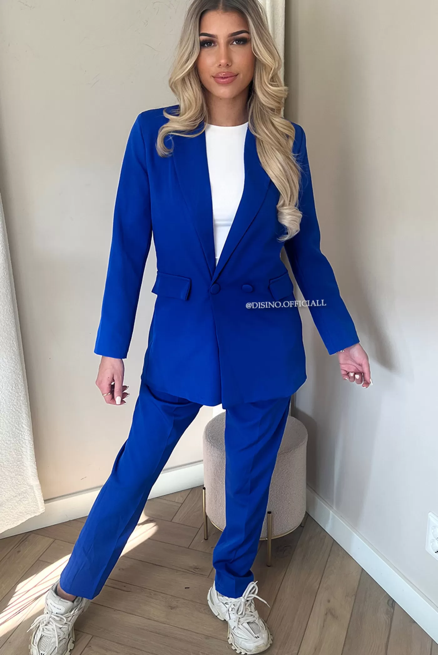DISINO Royal Blue - 'Yael Set' - Two Piece Classy Blazer + Pantalon Set | Vrouw Two Piece Set & Loungewear