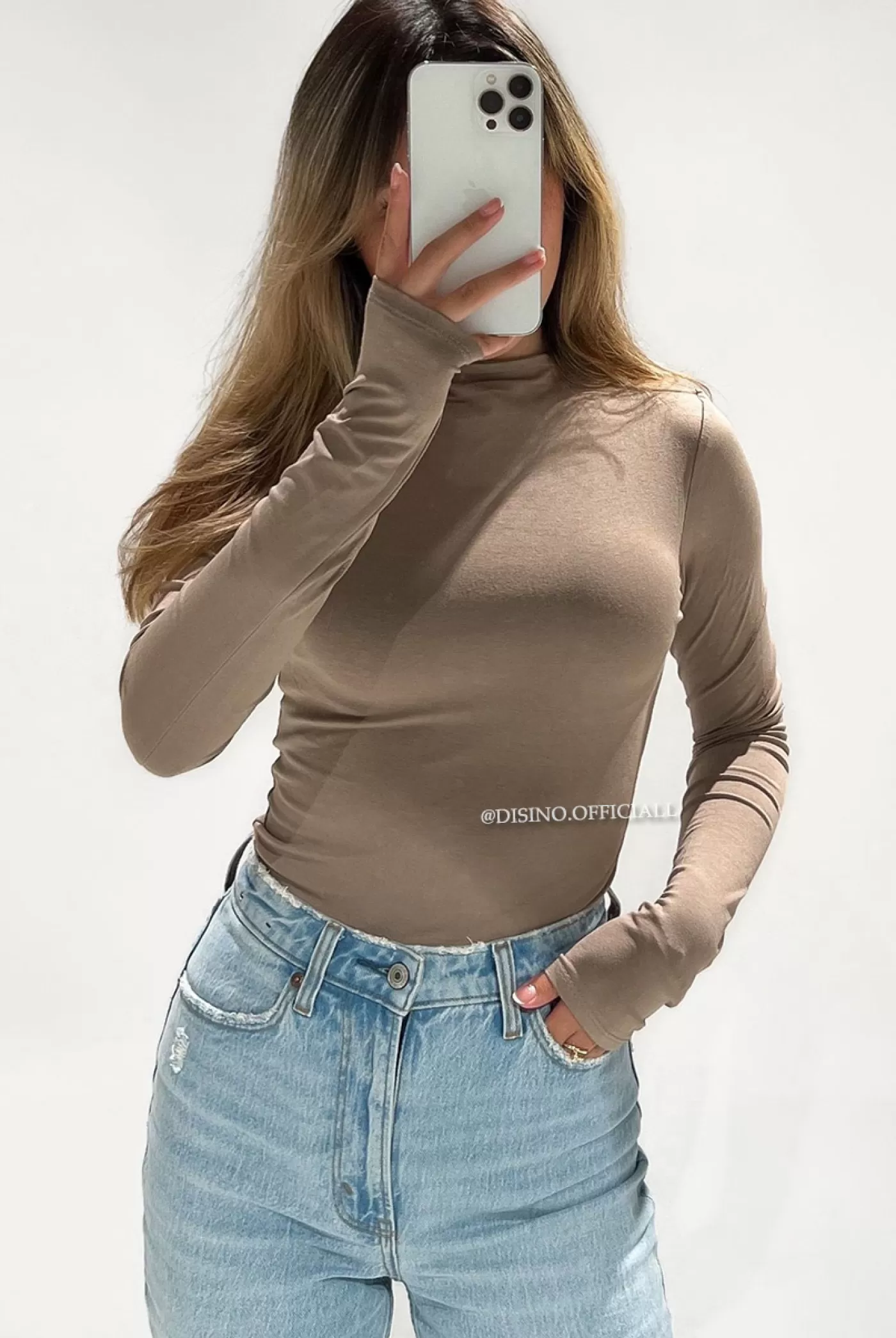 DISINO Taupe - 'Mia Bodysuit' - Perfect Fit High Neck Bodysuit | Vrouw Tops