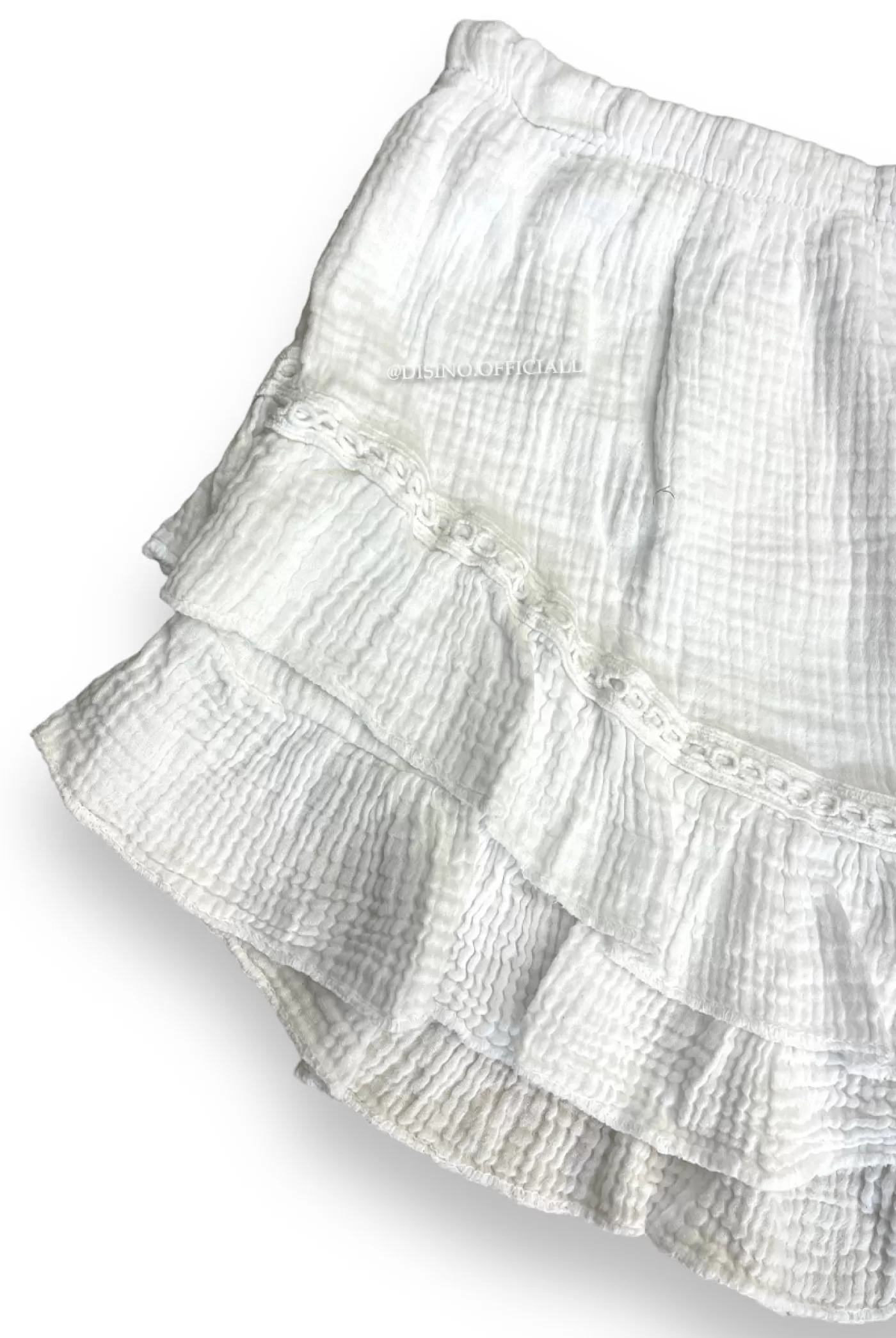 DISINO White - 'Arya Skort' - Moesseline Cotton Ruffle Skirt With Short | Vrouw Skirts & Shorts