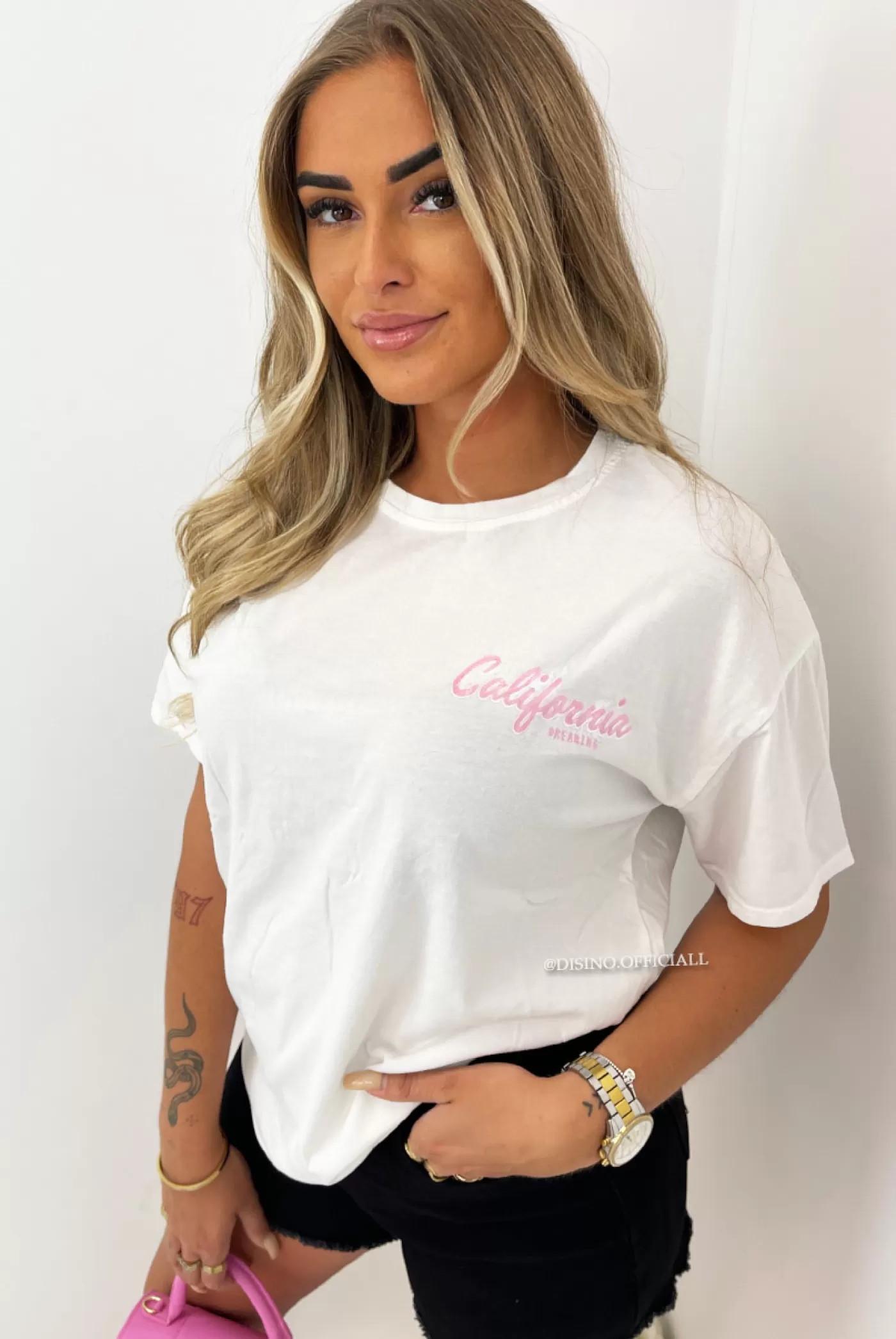 DISINO White - 'California Dreamin' - Premium Quality Oversized Tee | Vrouw It-Shirts