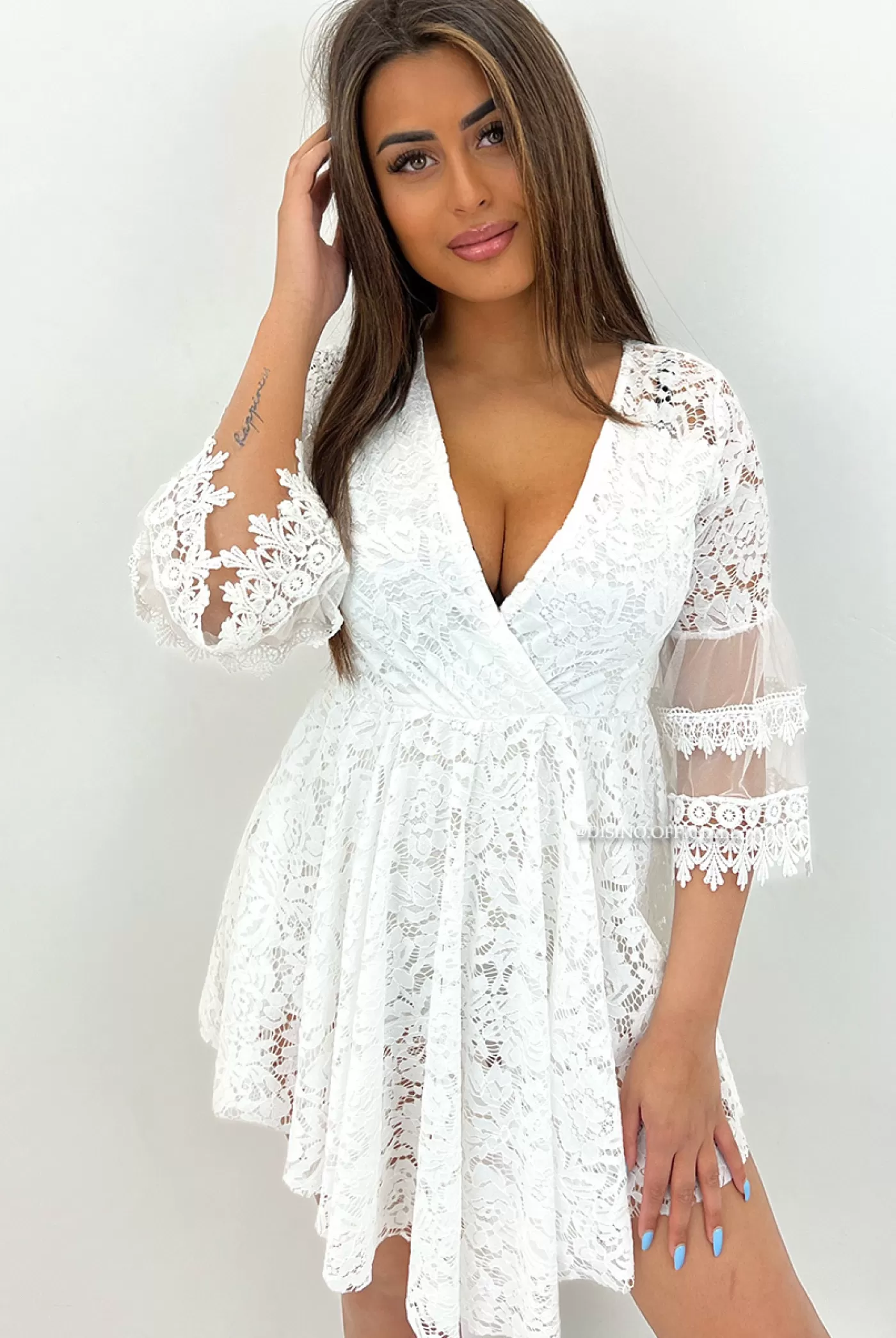 DISINO White - 'Cecilia' - Crochet Lace Playsuit | Vrouw Jumpsuits & Playsuits