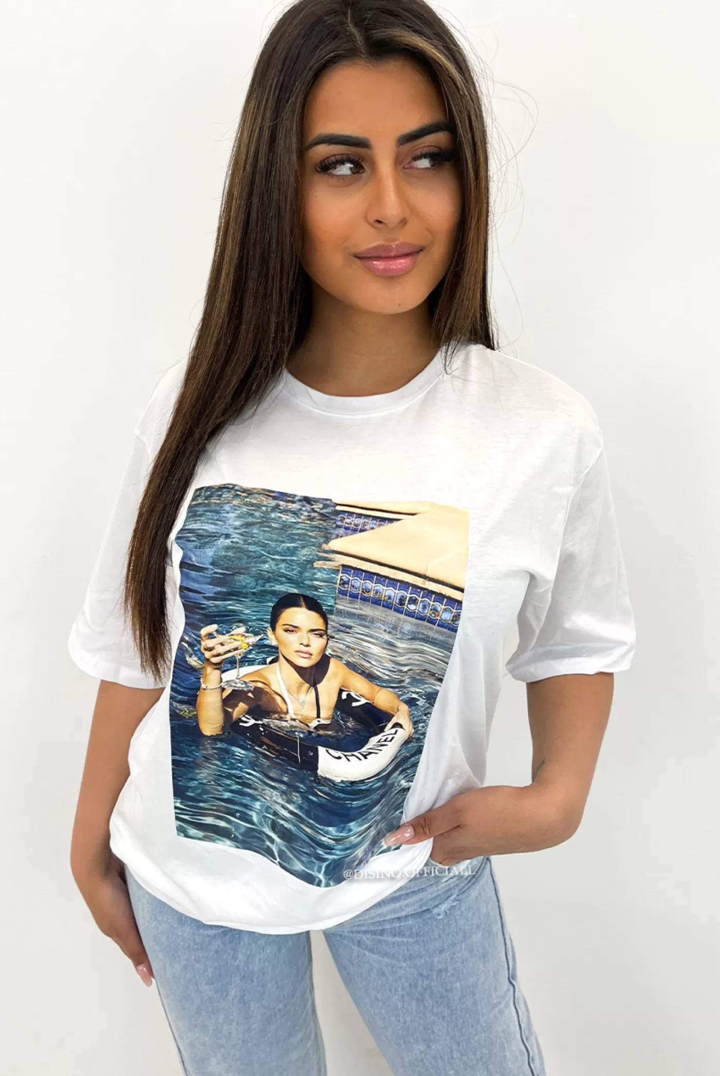 DISINO White - 'Kendall Tee' - Extra Oversized Designer Print Tee | Vrouw It-Shirts