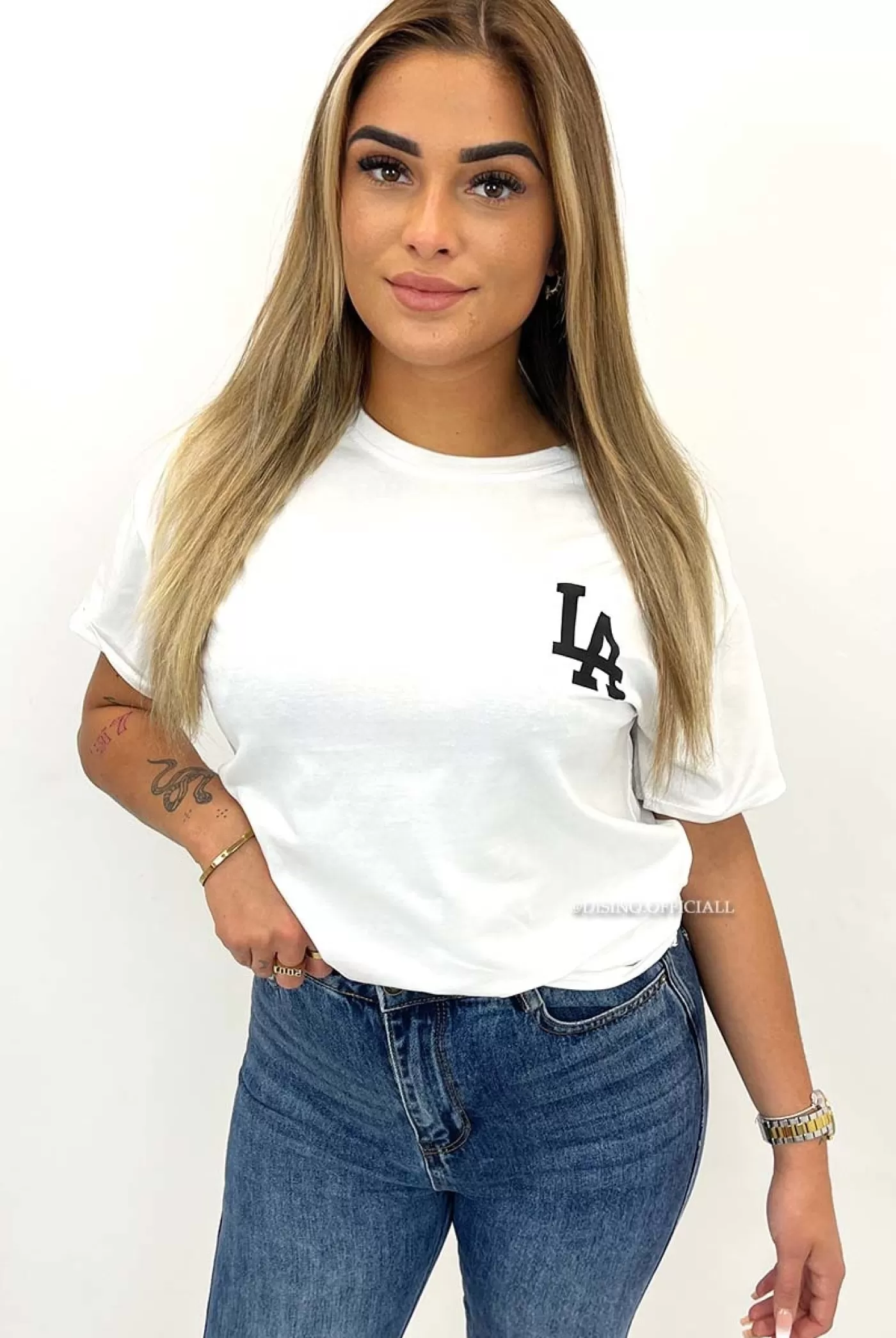 DISINO White - 'La Logo Back Tee' - Oversized Premium Quality Tee | Vrouw It-Shirts