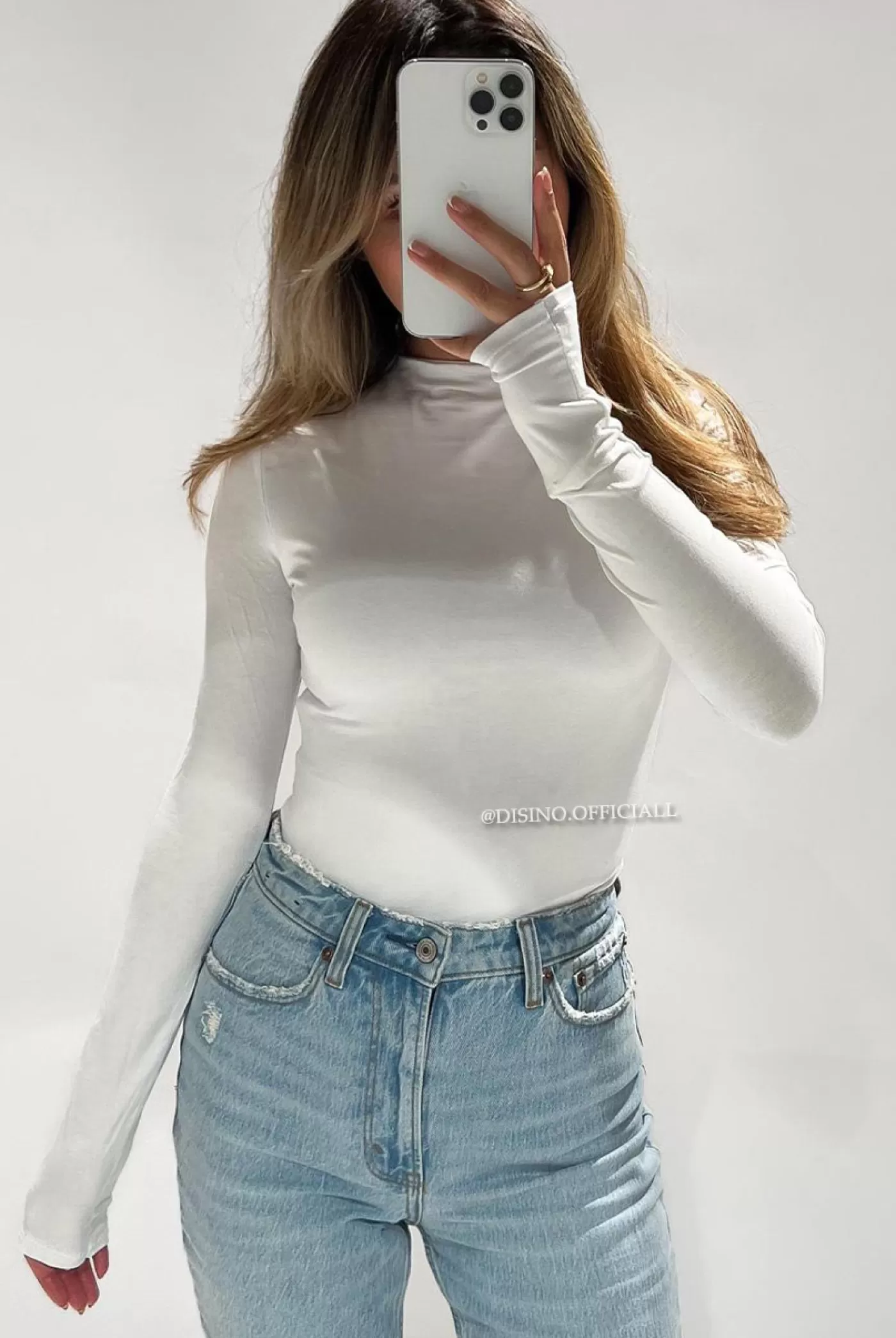 DISINO White - 'Mia Bodysuit' - Perfect Fit High Neck Bodysuit | Vrouw Tops