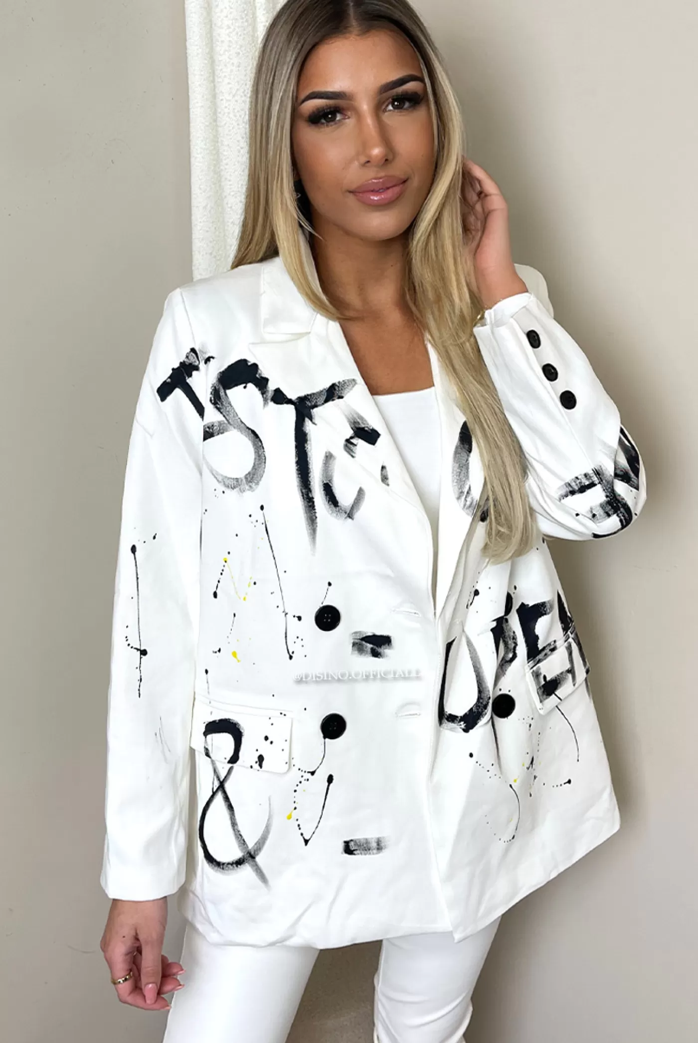 DISINO White - 'Naomy' - Exclusive Graffiti Designer Blazer | Vrouw Clothing