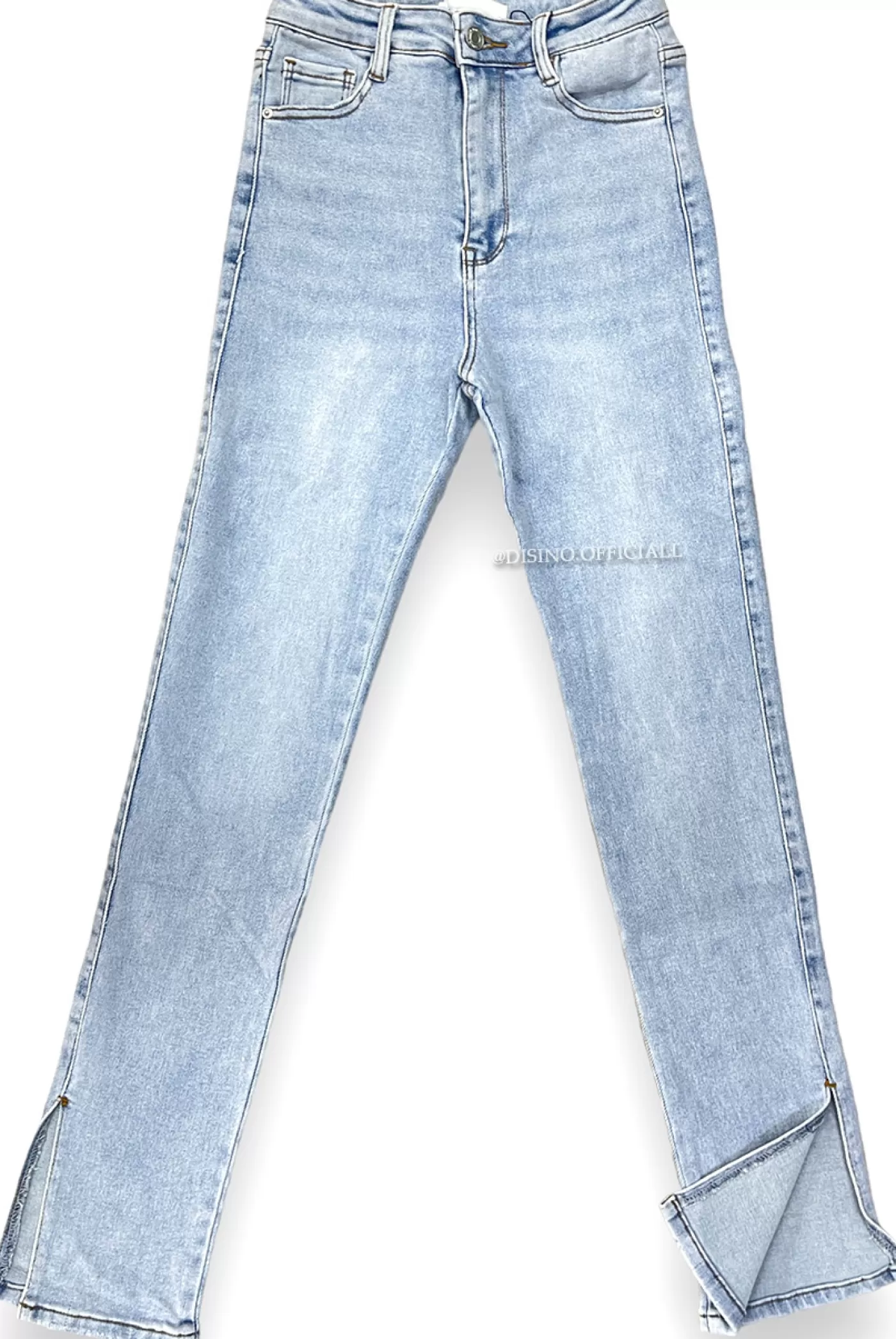 DISINO Whitewash Light Blue - '082' - Super Stretch High Waist Skinny Jeans Side Split - 082 | Vrouw Jeans