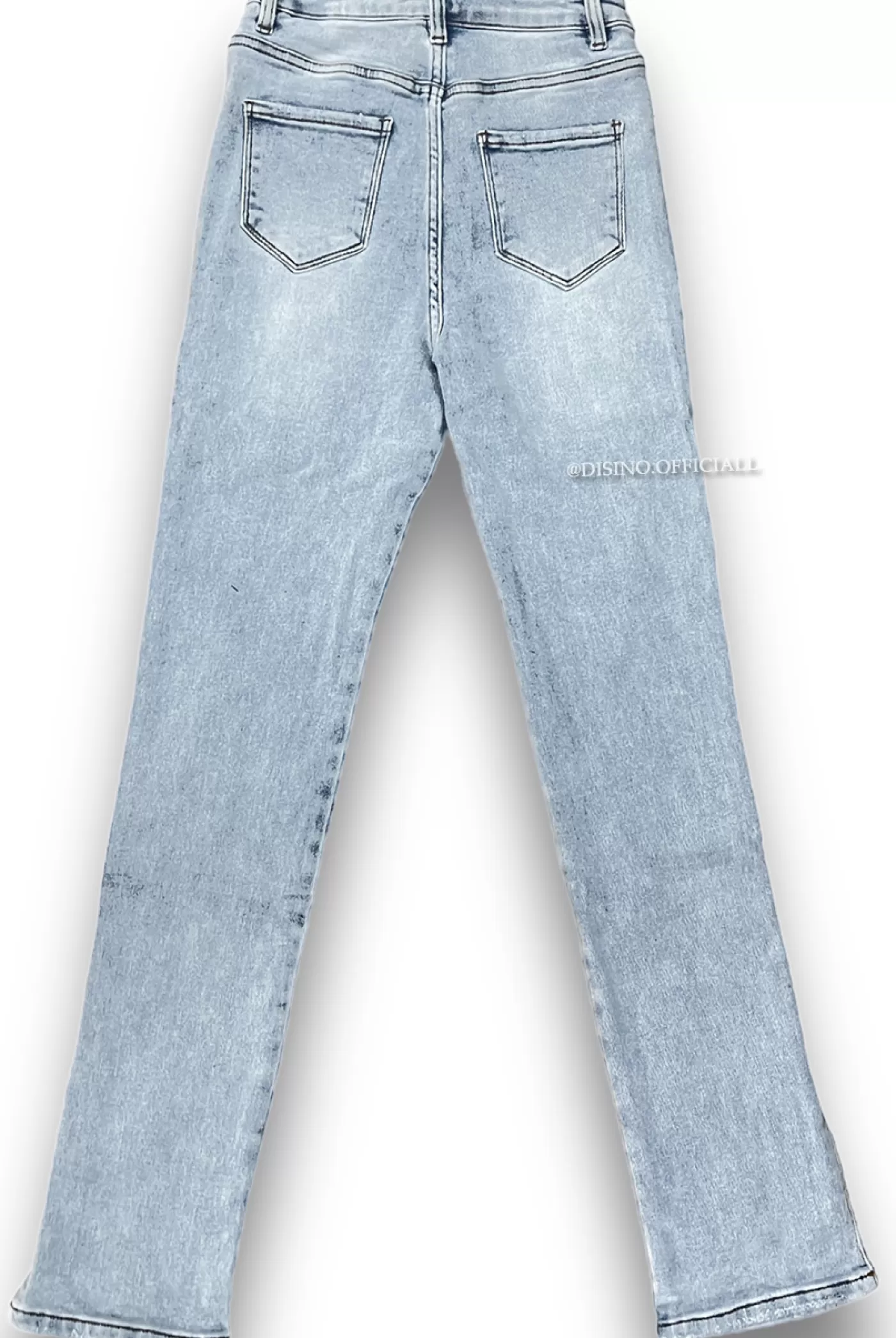 DISINO Whitewash Light Blue - '082' - Super Stretch High Waist Skinny Jeans Side Split - 082 | Vrouw Jeans