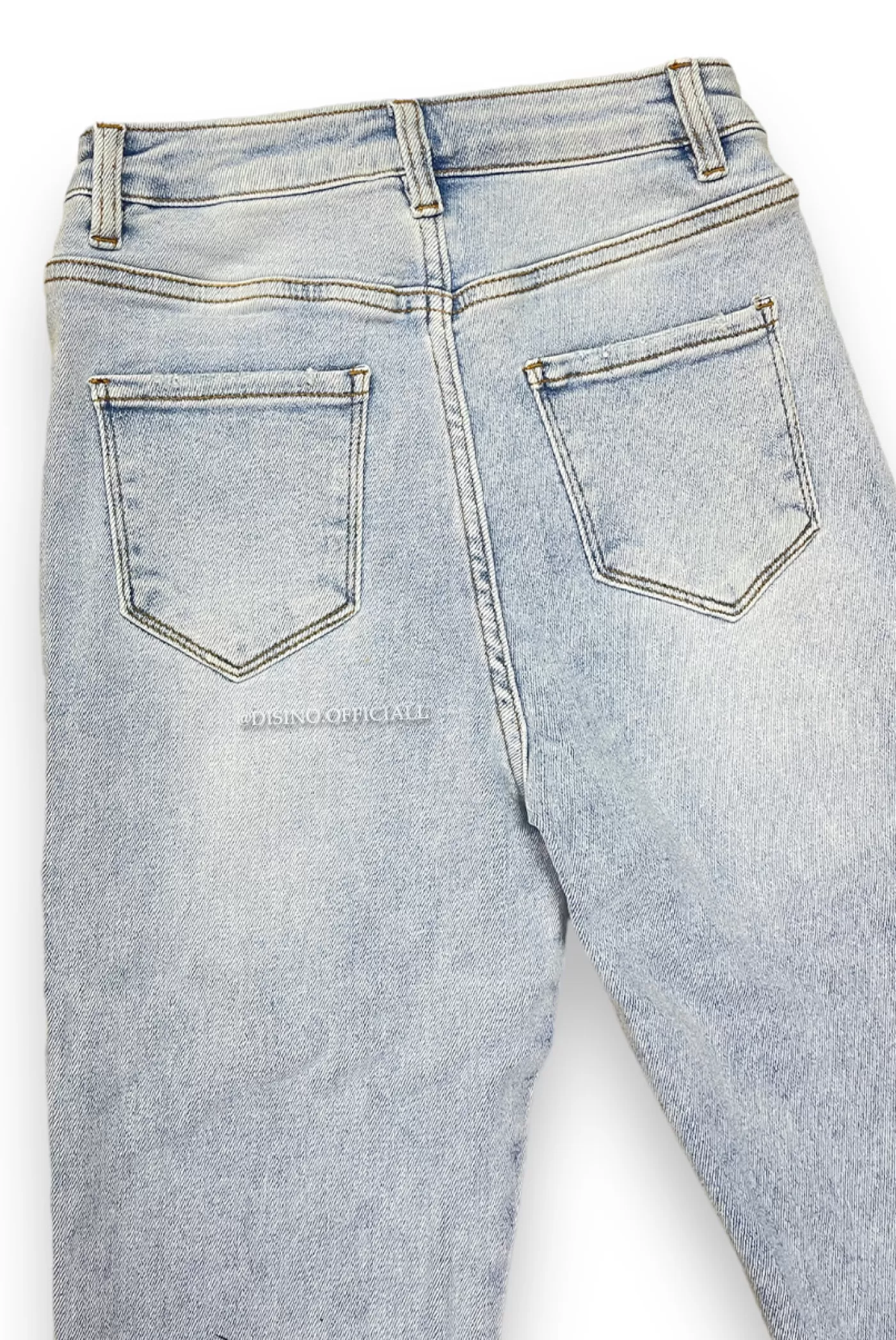 DISINO Whitewash Light Blue - '082' - Super Stretch High Waist Skinny Jeans Side Split - 082 | Vrouw Jeans