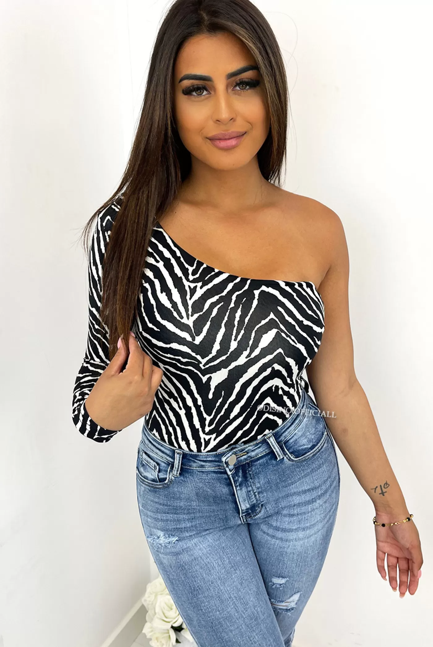 DISINO Zebra - 'Kriss Top' - One Arm Ruched Top | Vrouw Tops